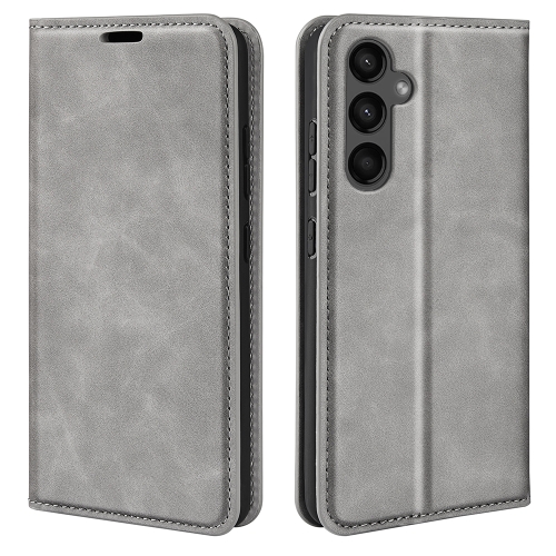 

For Samsung Galaxy A15 Retro-skin Magnetic Suction Leather Phone Case(Grey)