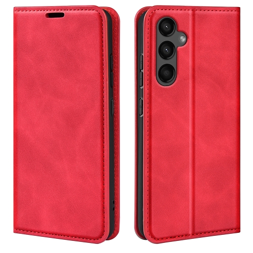 

For Samsung Galaxy A15 Retro-skin Magnetic Suction Leather Phone Case(Red)