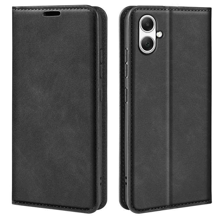 

For Samsung Galaxy A05 Retro-skin Magnetic Suction Leather Phone Case(Black)