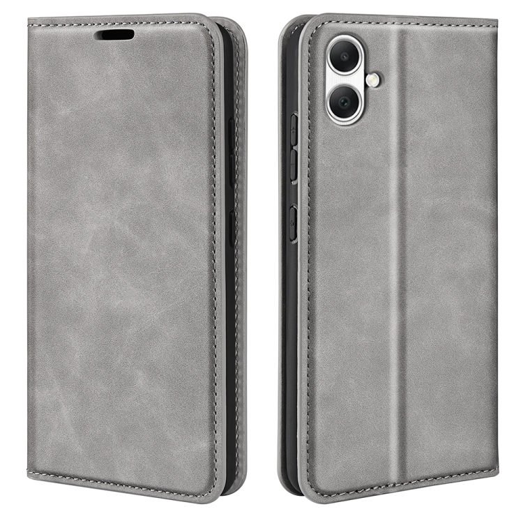

For Samsung Galaxy A05 Retro-skin Magnetic Suction Leather Phone Case(Grey)