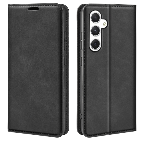 

For Samsung Galaxy S24 5G Retro-skin Magnetic Suction Leather Phone Case(Black)