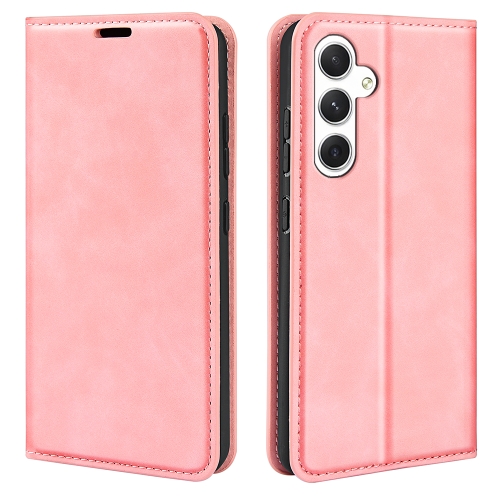 

For Samsung Galaxy S24 5G Retro-skin Magnetic Suction Leather Phone Case(Pink)