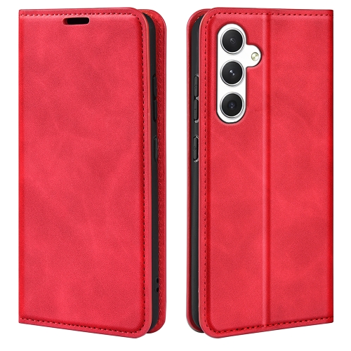 

For Samsung Galaxy S24 5G Retro-skin Magnetic Suction Leather Phone Case(Red)