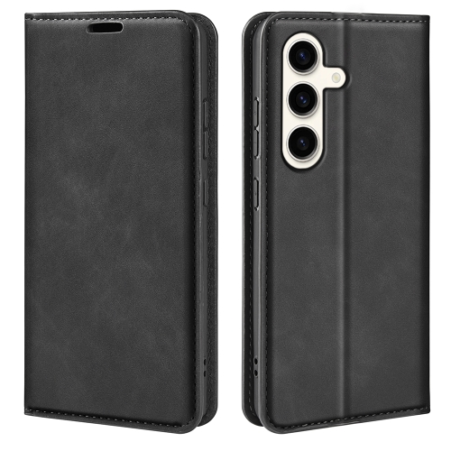 

For Samsung Galaxy S24+ 5G Retro-skin Magnetic Suction Leather Phone Case(Black)