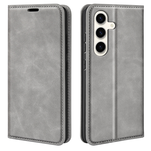 

For Samsung Galaxy S24+ 5G Retro-skin Magnetic Suction Leather Phone Case(Grey)