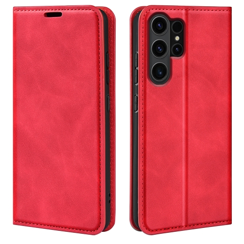 

For Samsung Galaxy S24 Ultra 5G Retro-skin Magnetic Suction Leather Phone Case(Red)