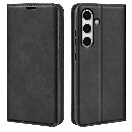 

For Samsung Galaxy S24 FE 5G Retro-skin Magnetic Suction Leather Phone Case(Black)