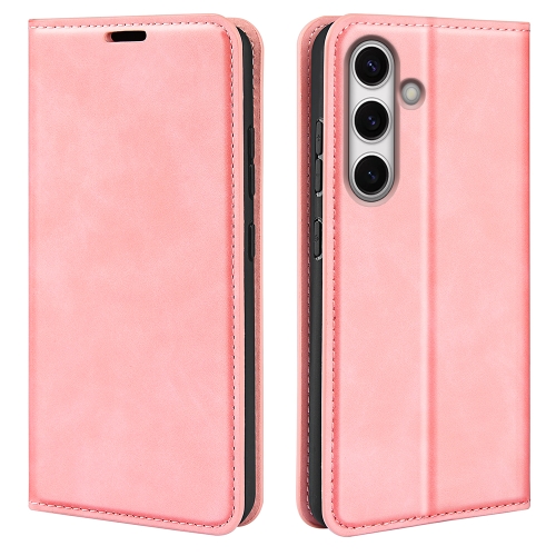 

For Samsung Galaxy S24 FE 5G Retro-skin Magnetic Suction Leather Phone Case(Pink)