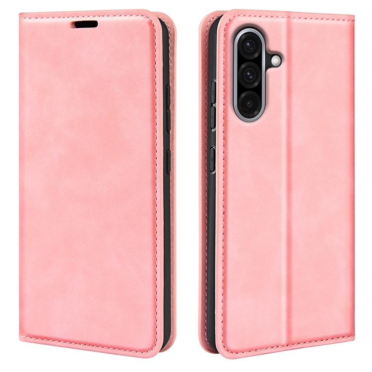 

For Samsung Galaxy A36 Retro-skin Magnetic Suction Leather Phone Case(Pink)