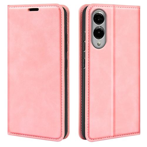 

For Samsung Galaxy S25 Edge 5G Retro-skin Magnetic Suction Leather Phone Case(Pink)