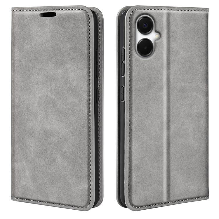 

For Samsung Galaxy A06 5G Retro-skin Magnetic Suction Leather Phone Case(Grey)