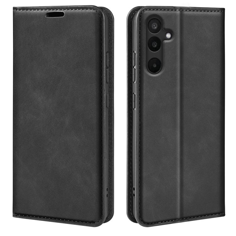 

For Samsung Galaxy M16 / F16 Retro-skin Magnetic Suction Leather Phone Case(Black)