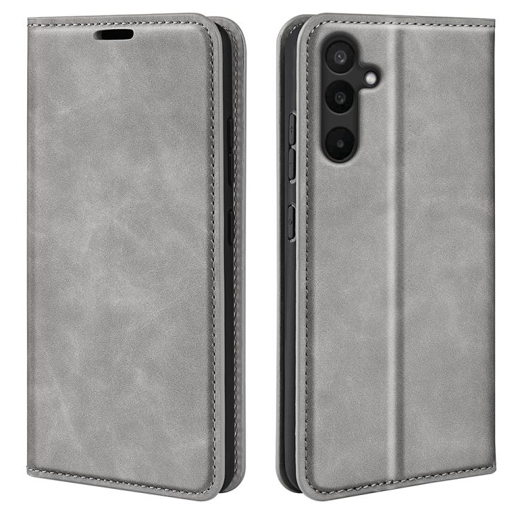 

For Samsung Galaxy M16 / F16 Retro-skin Magnetic Suction Leather Phone Case(Grey)