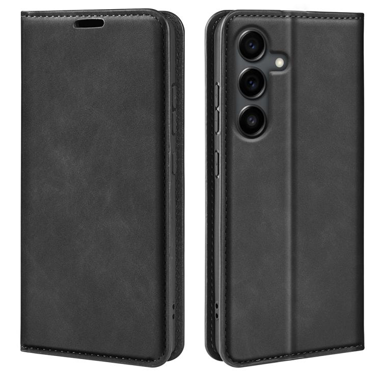 

For Samsung Galaxy S25 FE 5G Retro-skin Magnetic Suction Leather Phone Case(Black)