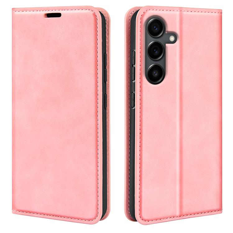 

For Samsung Galaxy S25 FE 5G Retro-skin Magnetic Suction Leather Phone Case(Pink)