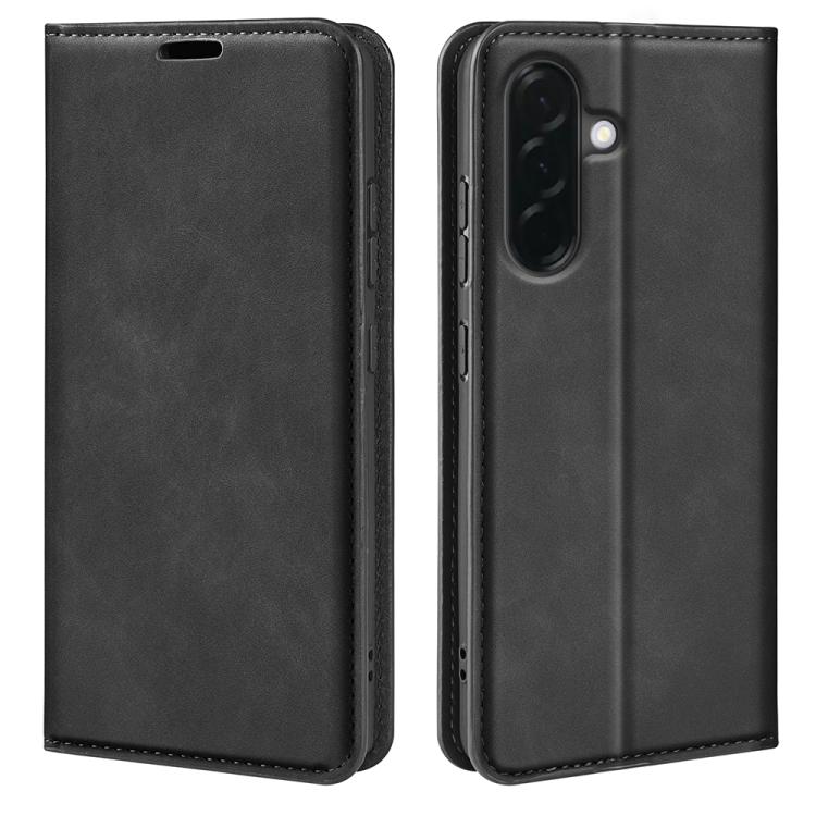 

For Samsung Galaxy A37 5G Retro-skin Magnetic Suction Leather Phone Case(Black)