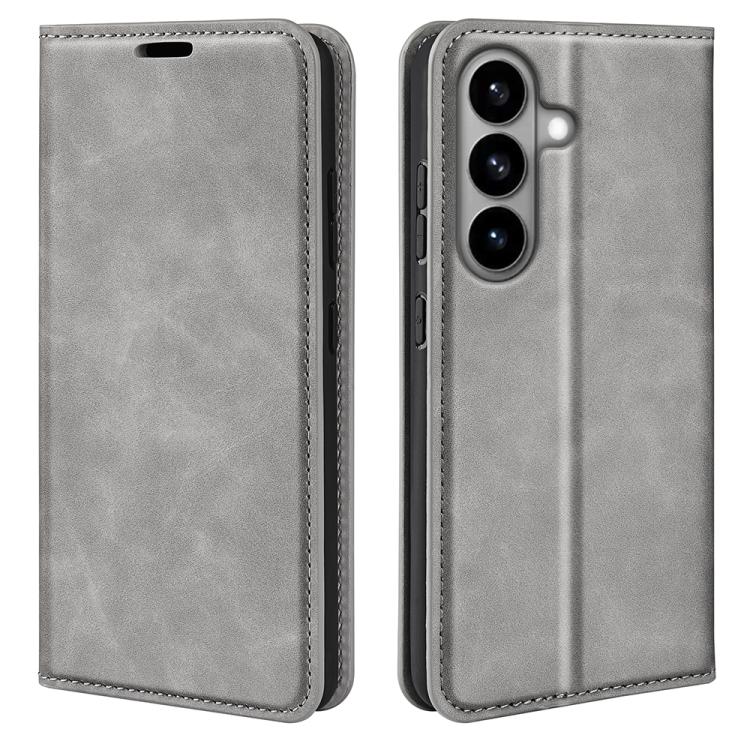 

For Samsung Galaxy S26 5G Retro-skin Magnetic Suction Leather Phone Case(Grey)