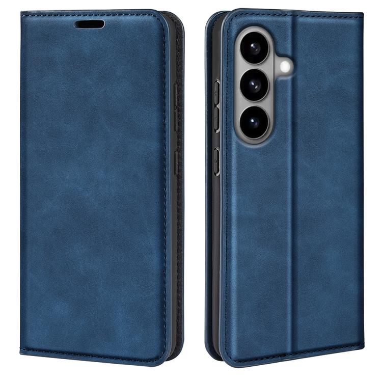 

For Samsung Galaxy S26 5G Retro-skin Magnetic Suction Leather Phone Case(Dark Blue)
