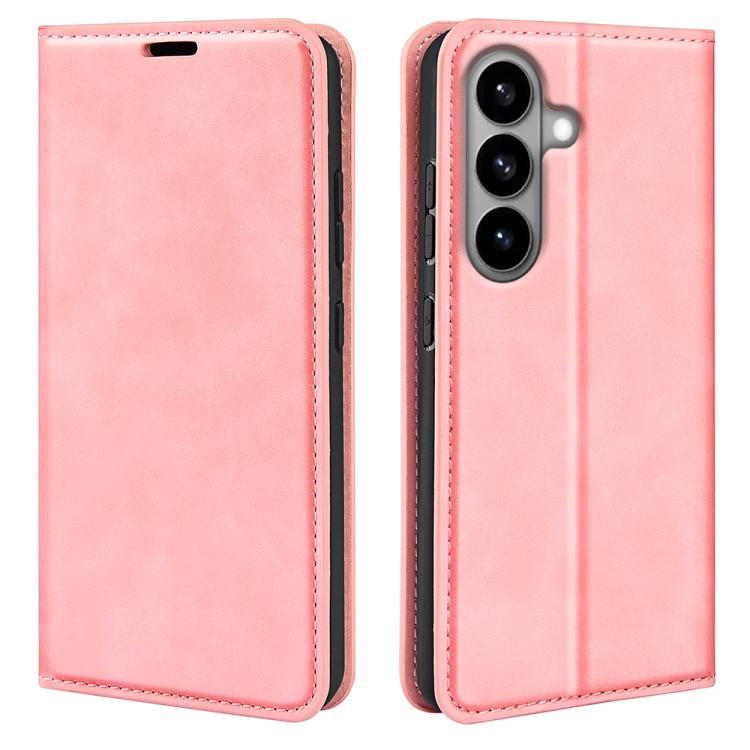 

For Samsung Galaxy S26 5G Retro-skin Magnetic Suction Leather Phone Case(Pink)