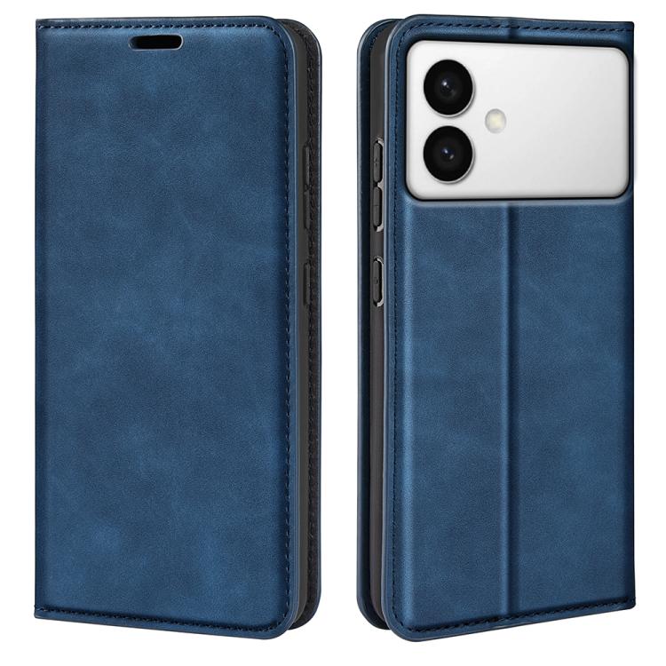 

For Samsung Galaxy S26 Edge 5G Retro-skin Magnetic Suction Leather Phone Case(Dark Blue)