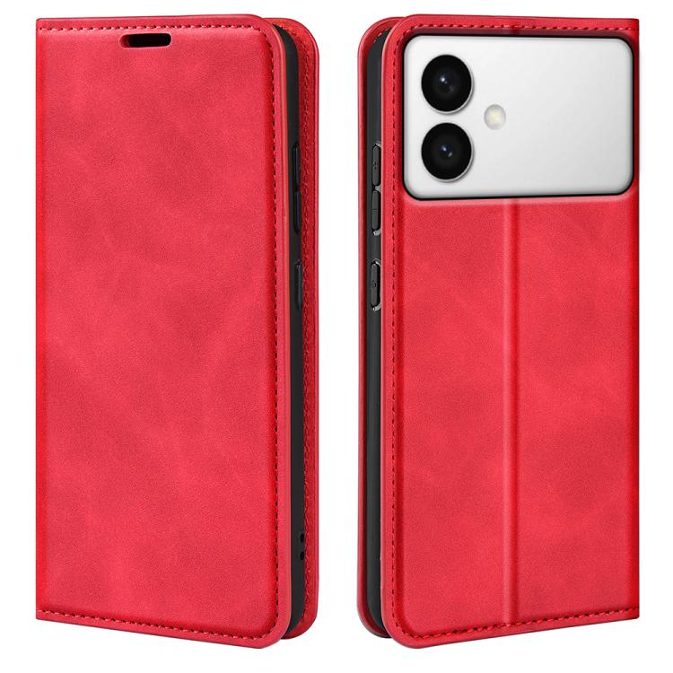 

For Samsung Galaxy S26 Edge 5G Retro-skin Magnetic Suction Leather Phone Case(Red)