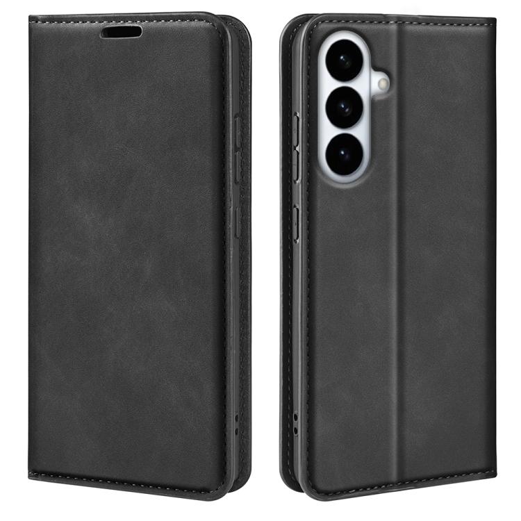 

For Samsung Galaxy S26+ 5G Retro-skin Magnetic Suction Leather Phone Case(Black)