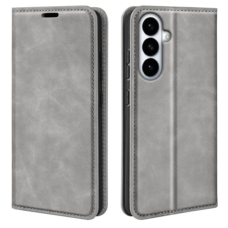 For Galaxy S26+ 5G Retro-skin Magnetic Suction Leather Phone Case(Grey) — купить у Sunsky-online WW