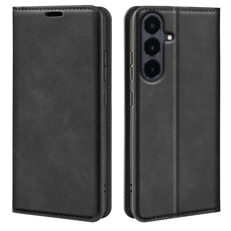 

For Galaxy S26 FE 5G Retro-skin Magnetic Suction Leather Phone Case(Black)