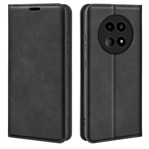 

For Realme 12 5G Retro-skin Magnetic Suction Leather Phone Case(Black)