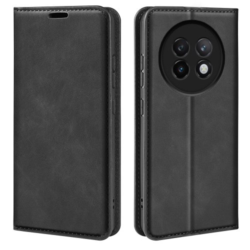 

For Realme 13+ 5G Retro-skin Magnetic Suction Leather Phone Case(Black)