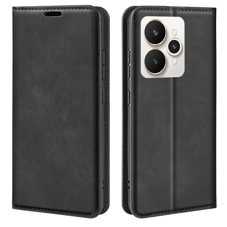 

For Realme 15 5G / 15 Pro 5G Retro-skin Magnetic Suction Leather Phone Case(Black)