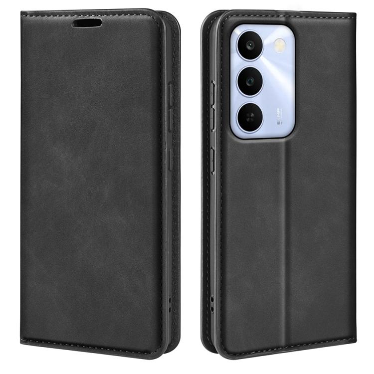 For Realme C100 / C100i / C100x Retro-skin Magnetic Suction Leather Phone Case(Black)