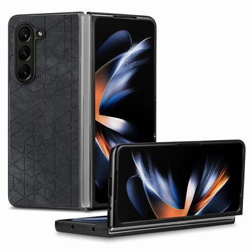 

For Samsung Galaxy Z Fold6 Geometric Leather Back Cover Phone Case(Black)