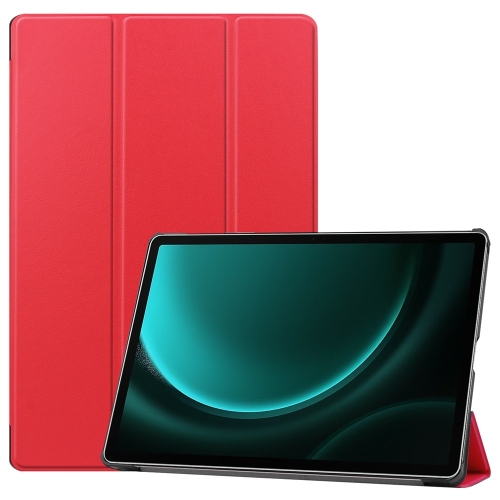 

For Samsung Galaxy Tab S9 FE+ 12.4 JUNSUNMAY Custer Solid Color 3-Fold Stand Leather Smart Tablet Case(Red)