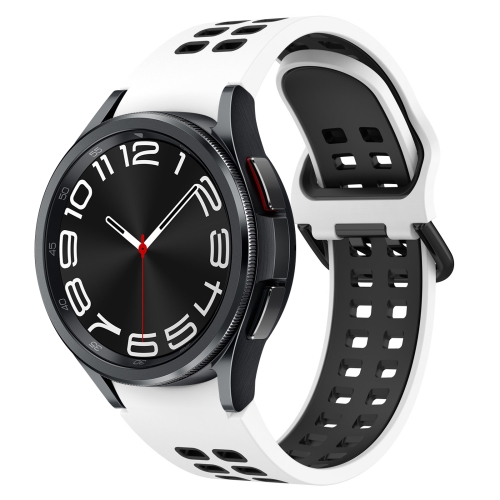 For Samsung Galaxy Watch 6 Classic 47mm Two-Color Breathable Silicone Watch Band(White + Black)