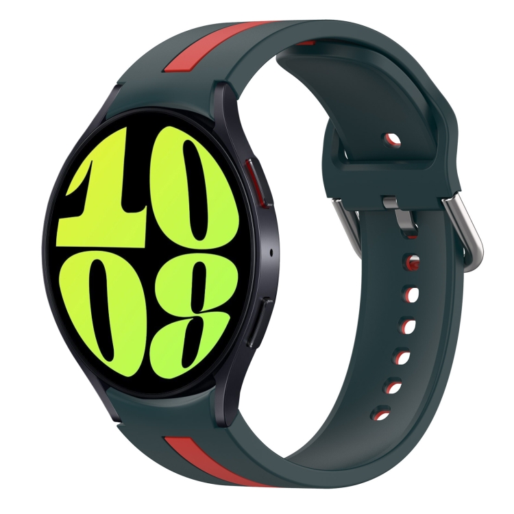

For Samsung Galaxy Watch 6 44mm Two-Color Silicone Watch Band(Dark Green+Red)