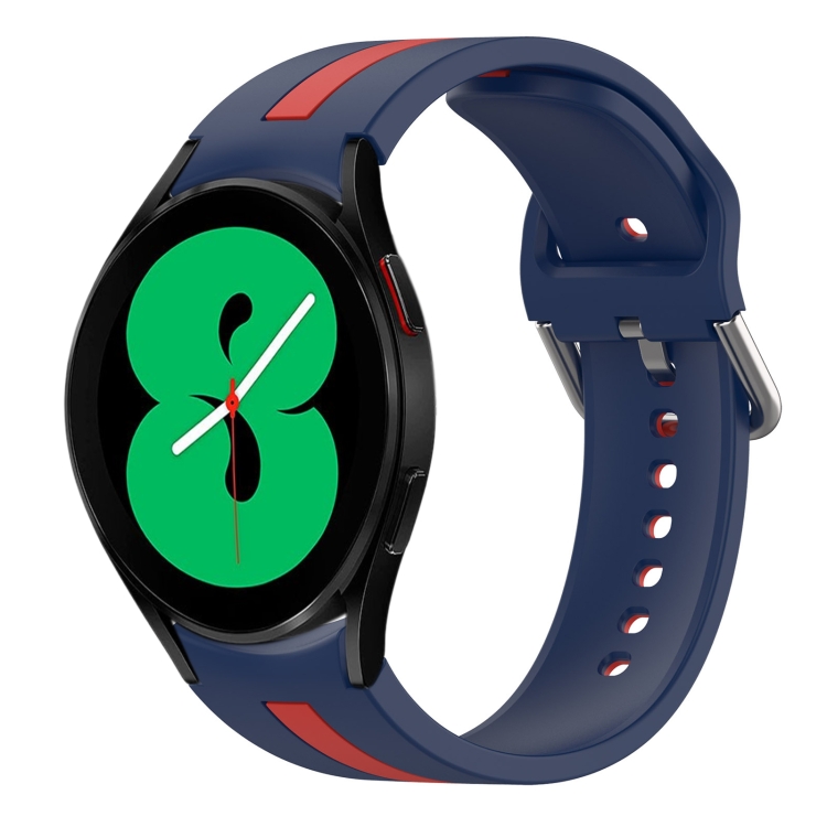 

For Samsung Galaxy Watch 4 44mm Two-Color Silicone Watch Band(Midnight Blue+Red)