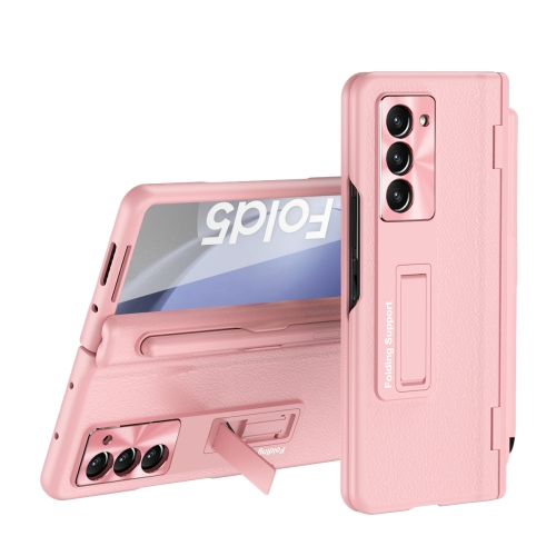 

For Samsung Galaxy Z Fold6 Integrated Folding Hinge Leather Phone Case, No Pen(Pink)