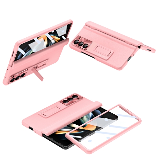 

For Samsung Galaxy Z Fold5 5G Shell-membrane Integrated Hinge All-around Leather Folding Phone Case(Pink)