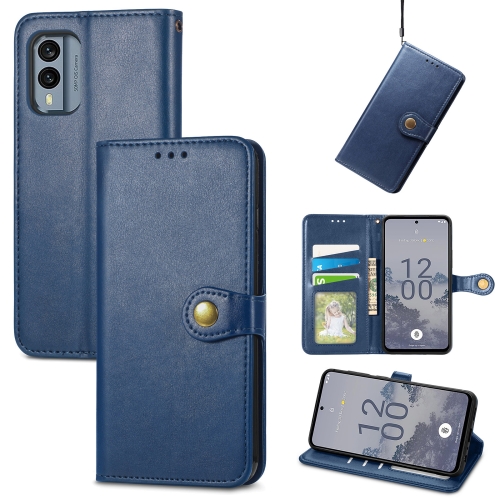 

For Nokia X30 Retro Solid Color Buckle Leather Phone Case(Blue)