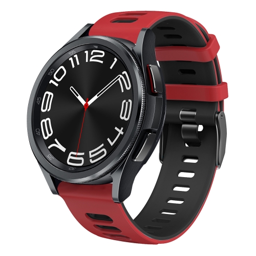 

For Samsung Galaxy Watch 6 Classic 47mm 20mm Two-color Silicone Watch Band(Red + Black)