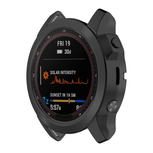 For Garmin Fenix 7S Pro Half Package Electroplated TPU Watch Protective Case(Black) зарядное устройство для смарт часов gsmin bt569461 для garmin fenix 5 forerunner 935