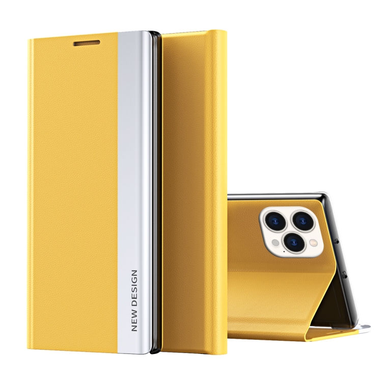 

For iPhone 15 Pro Side Electroplated Adsorption Leather Phone Case(Yellow)