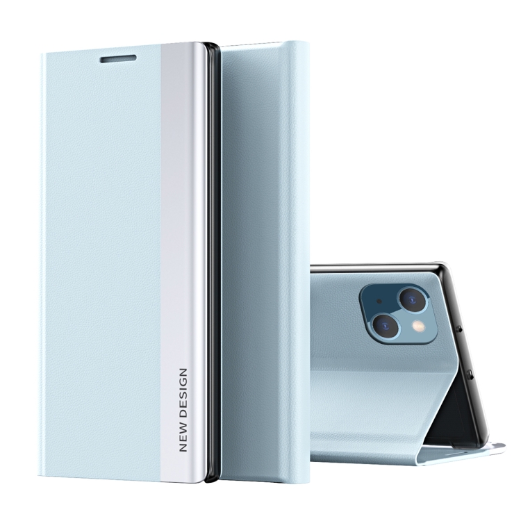 

For iPhone 15 Plus Side Electroplated Adsorption Leather Phone Case(Light Blue)