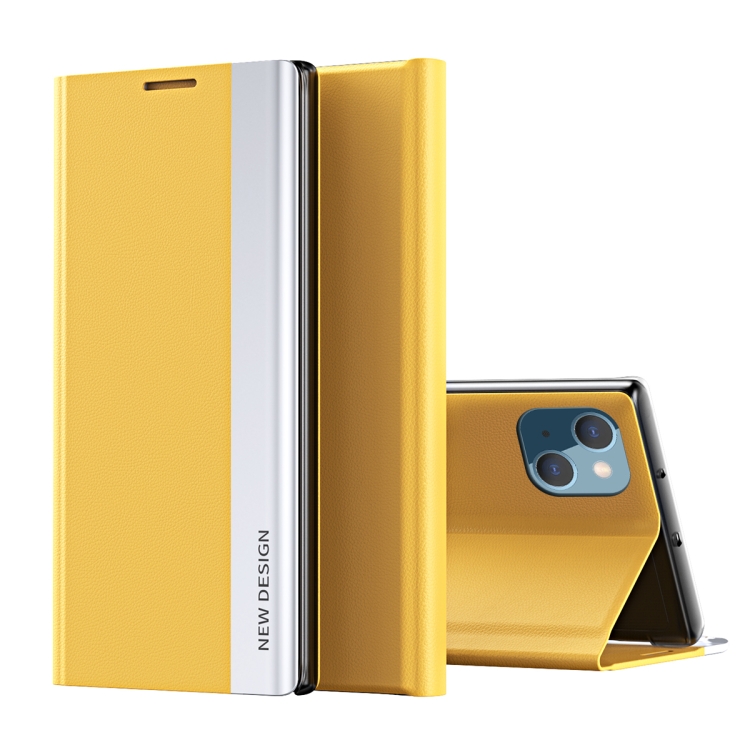 

For iPhone 15 Plus Side Electroplated Adsorption Leather Phone Case(Yellow)