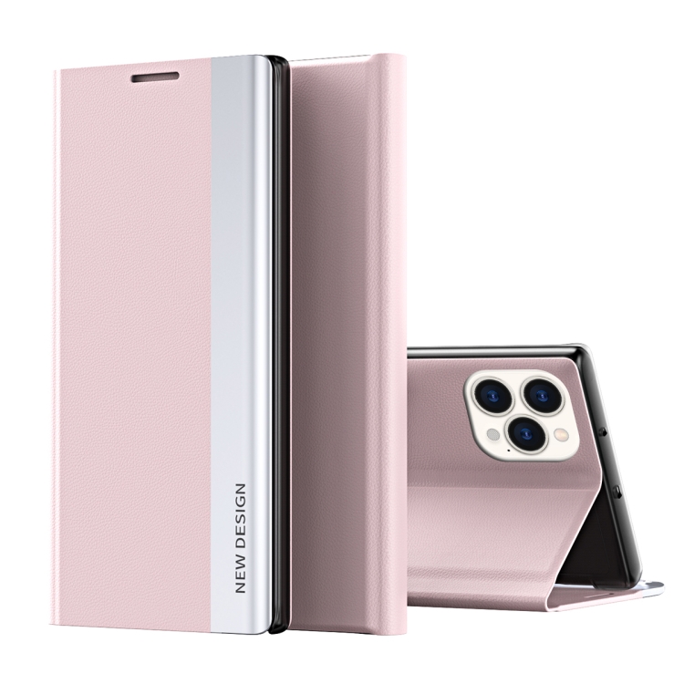 

For iPhone 15 Pro Max Side Electroplated Adsorption Leather Phone Case(Pink)