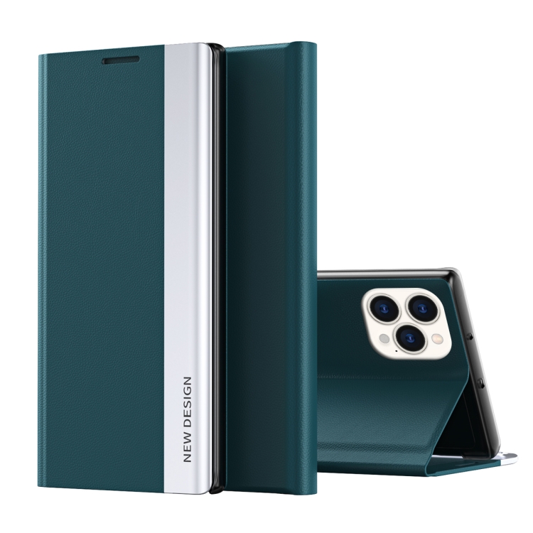 

For iPhone 15 Pro Max Side Electroplated Adsorption Leather Phone Case(Green)