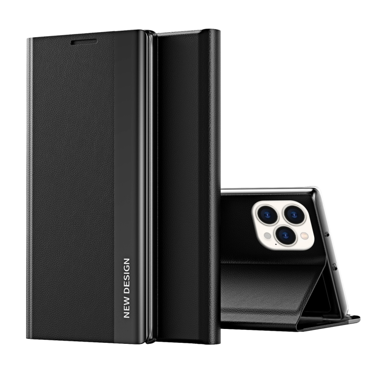 

For iPhone 16 Pro Side Electroplated Adsorption Leather Phone Case(Black)