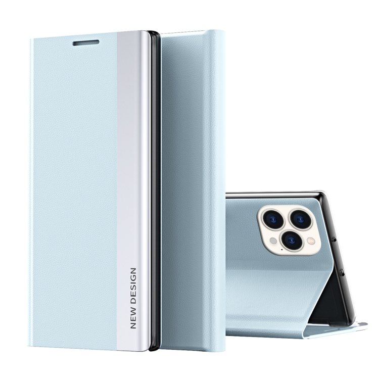 

For iPhone 16 Pro Side Electroplated Adsorption Leather Phone Case(Light Blue)