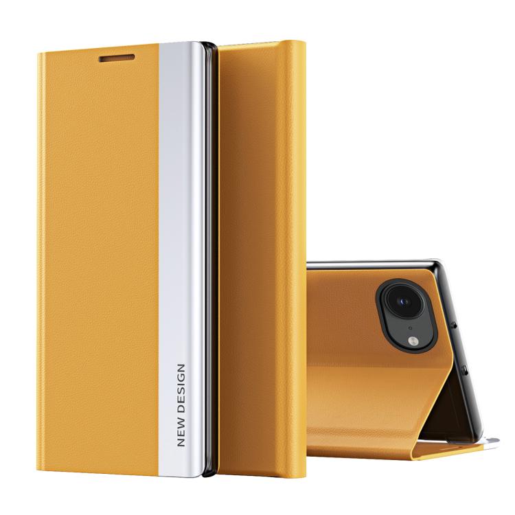 

For iPhone 16e Side Electroplated Adsorption Leather Phone Case(Yellow)